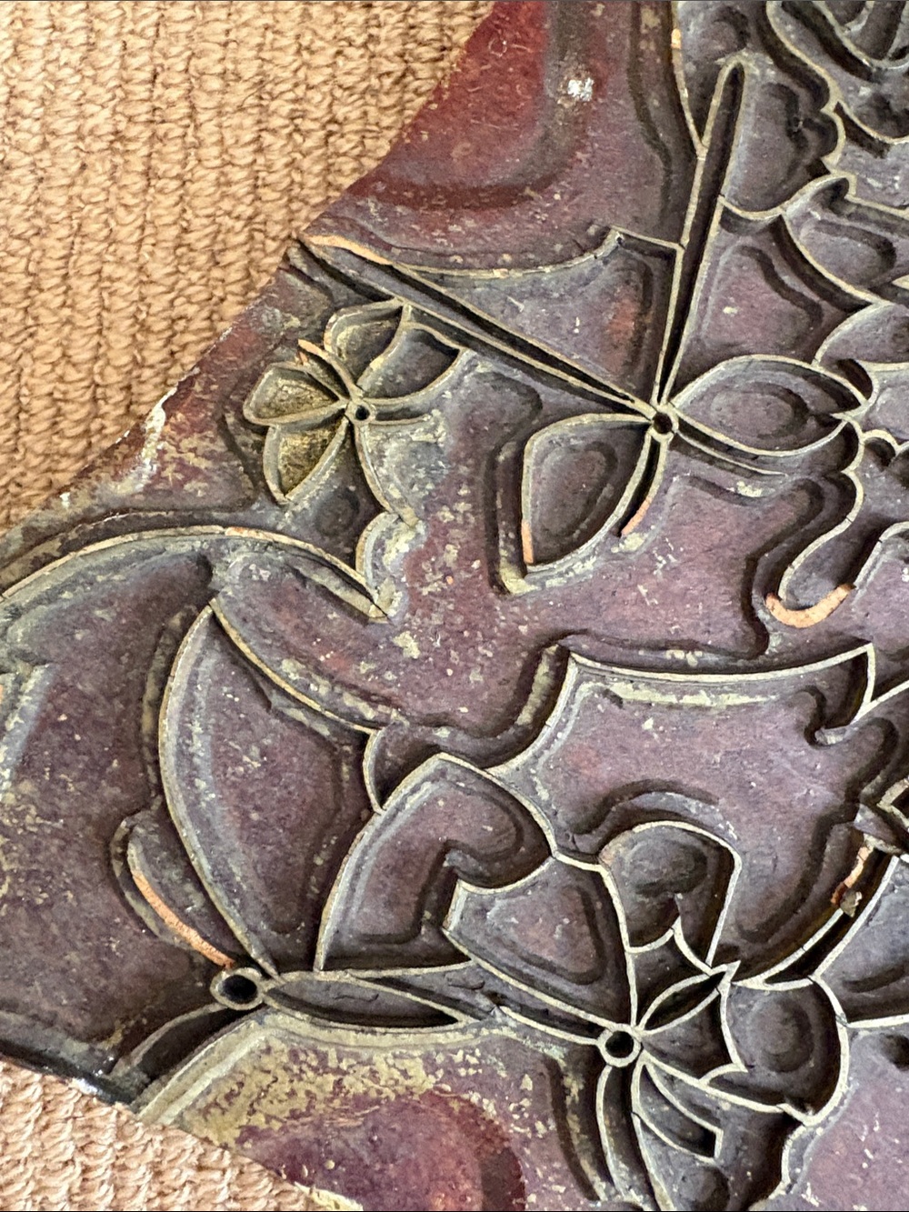 LARGE BLOCK STAMP- OLD made in France 🇫🇷 textiles - Picture 9 of 16